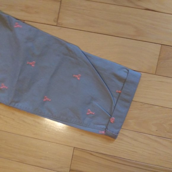 new Old Navy khaki Grayish pants with pink lobsters embroidered size 10 tall - Picture 10 of 15